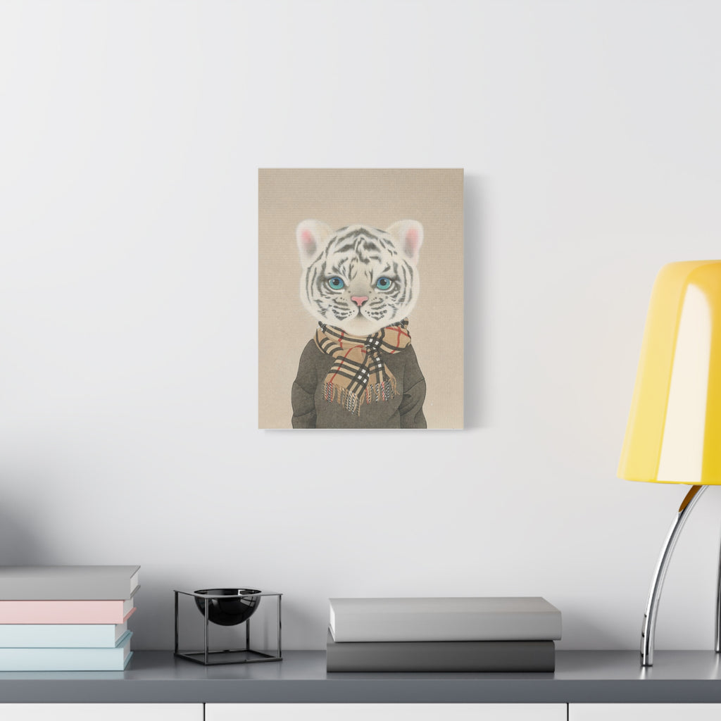 Tiger with scarf -  Chinese  Contemporary watercolor painting - Canvas Print