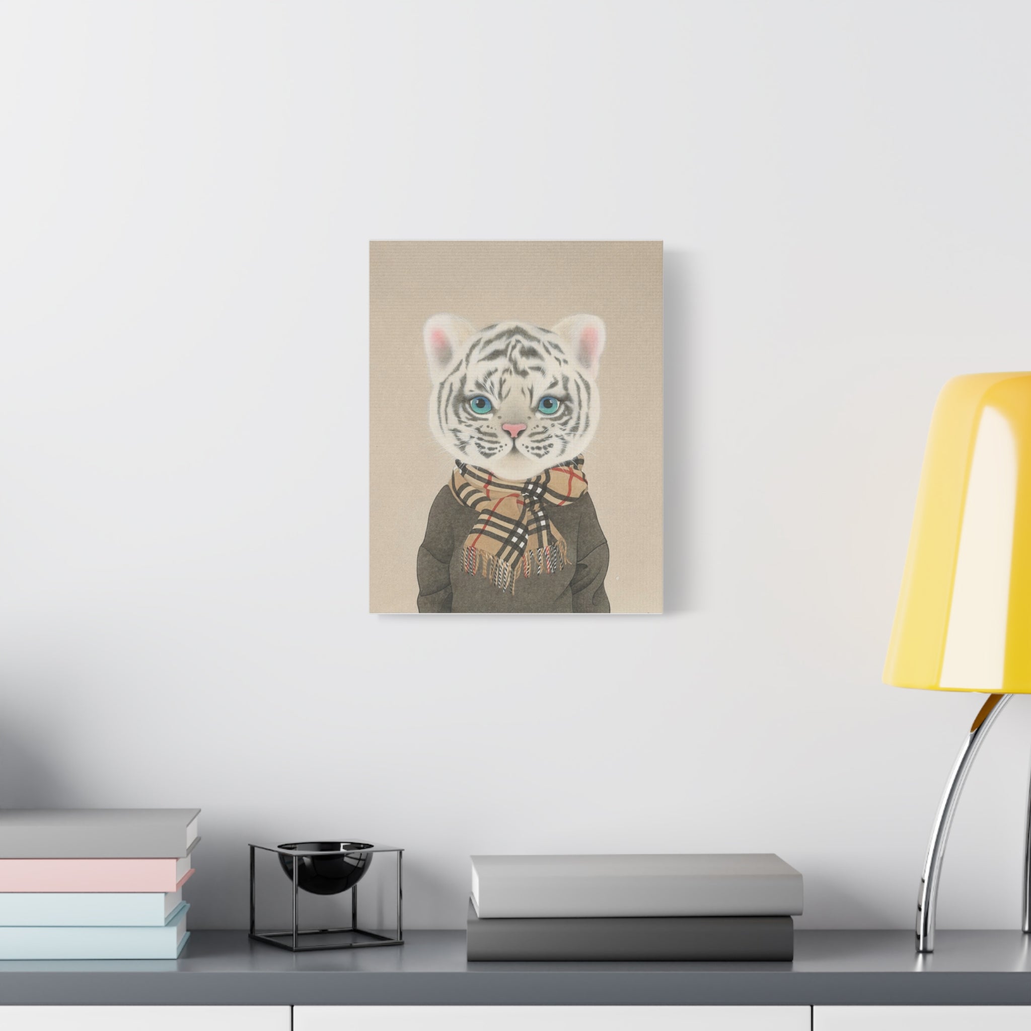 Tiger with scarf -  Chinese  Contemporary watercolor painting - Canvas Print