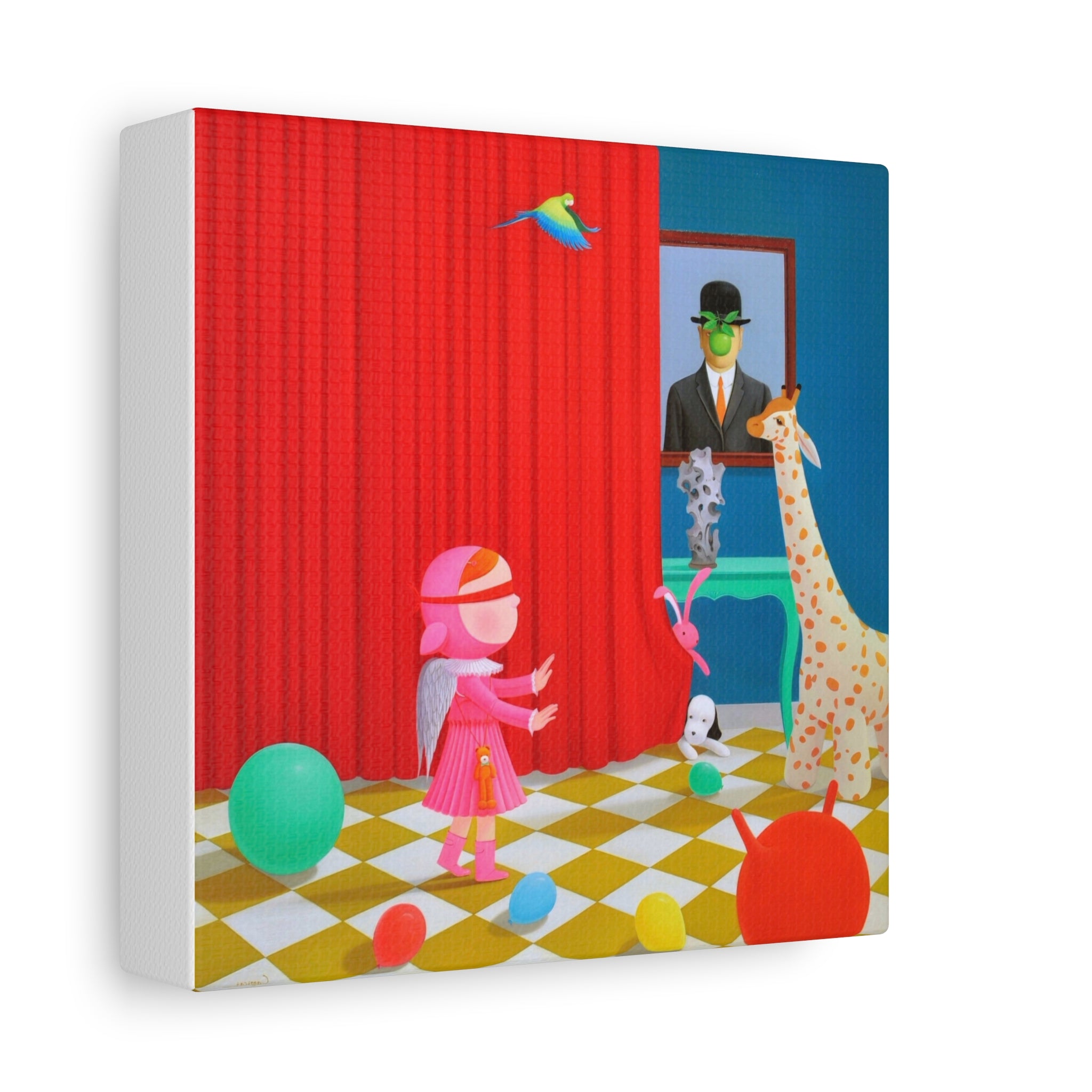Little Girl with Magritte - Chinese Contemporary artist - Canvas Print - Artwork for kids