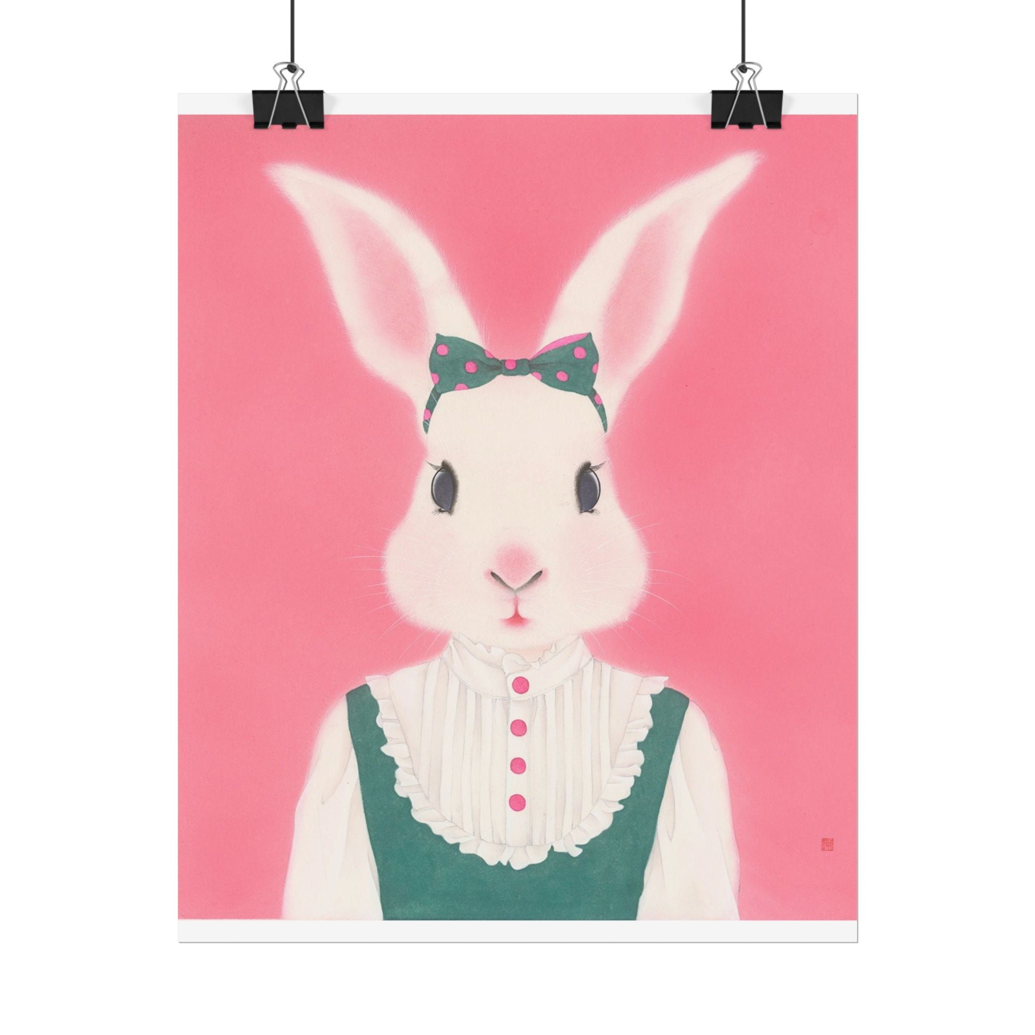 Cute Rabbit Art Poster, Cute Animal Decor, Christmas Wall Art, Kids Room Decoration, Gift for Animal Lovers