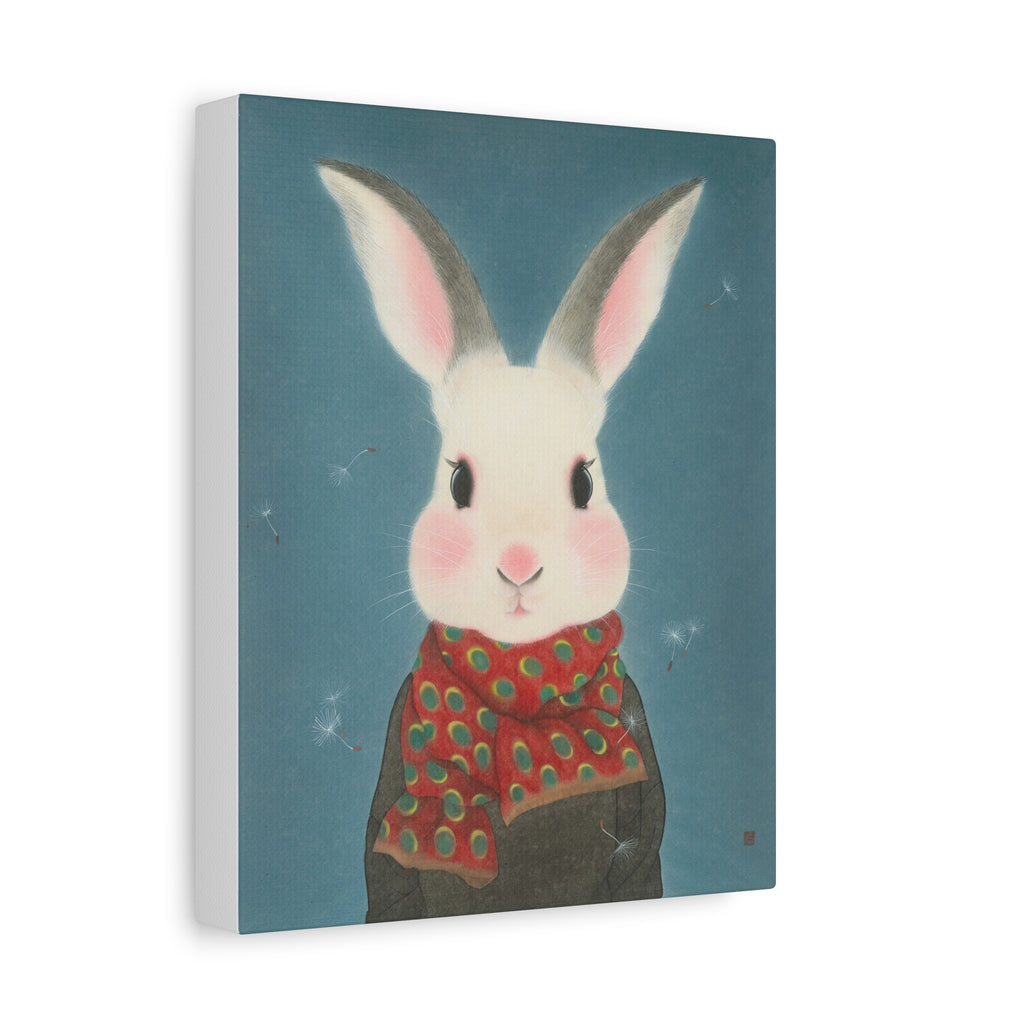 Rabbit with scarf Chinese  Contemporary watercolor painting - Canvas Print