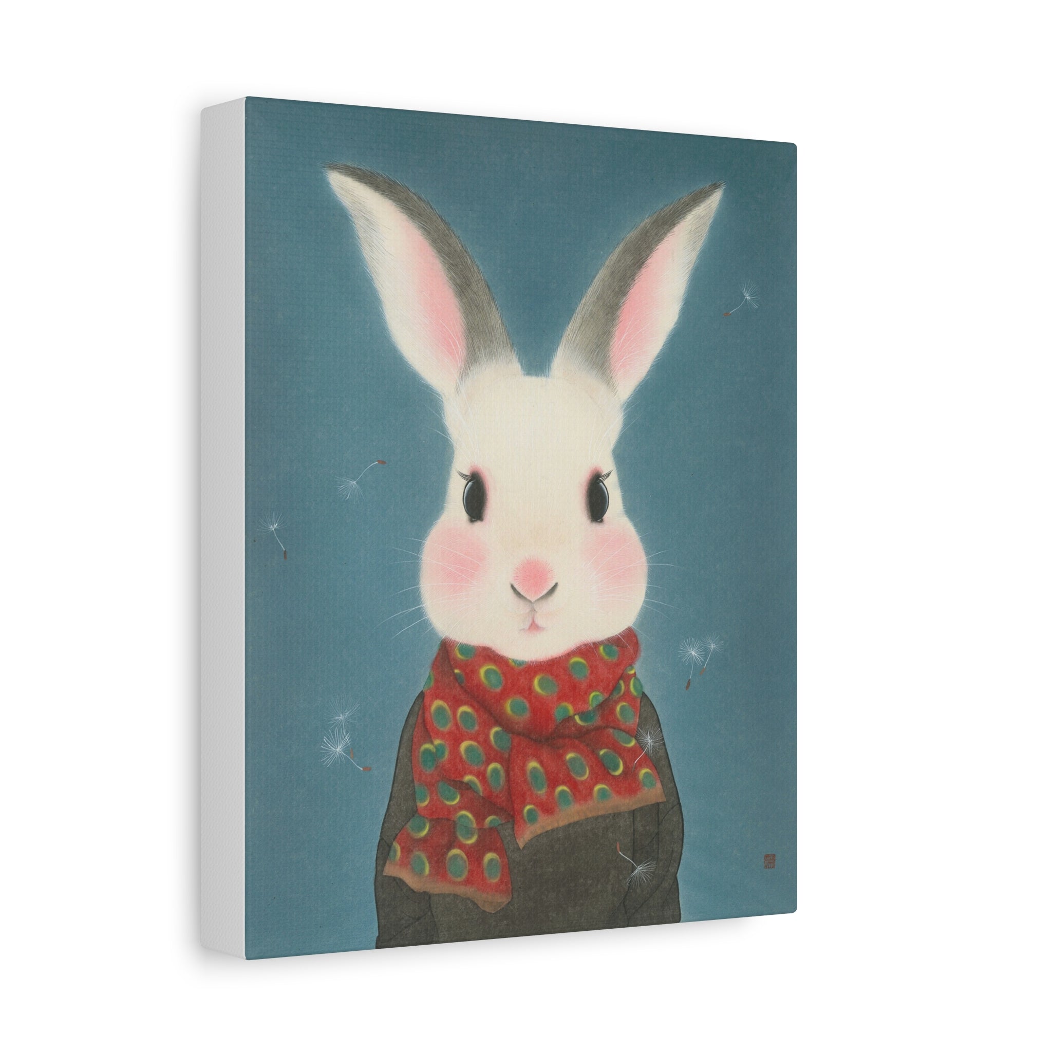 Rabbit with scarf Chinese  Contemporary watercolor painting - Canvas Print