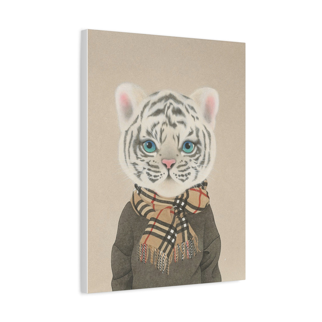 Tiger with scarf -  Chinese  Contemporary watercolor painting - Canvas Print