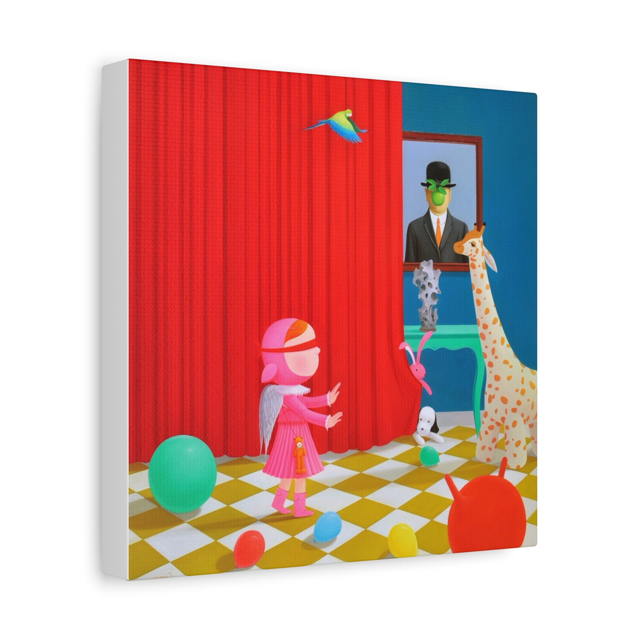 Little Girl with Magritte - Chinese Contemporary artist - Canvas Print - Artwork for kids