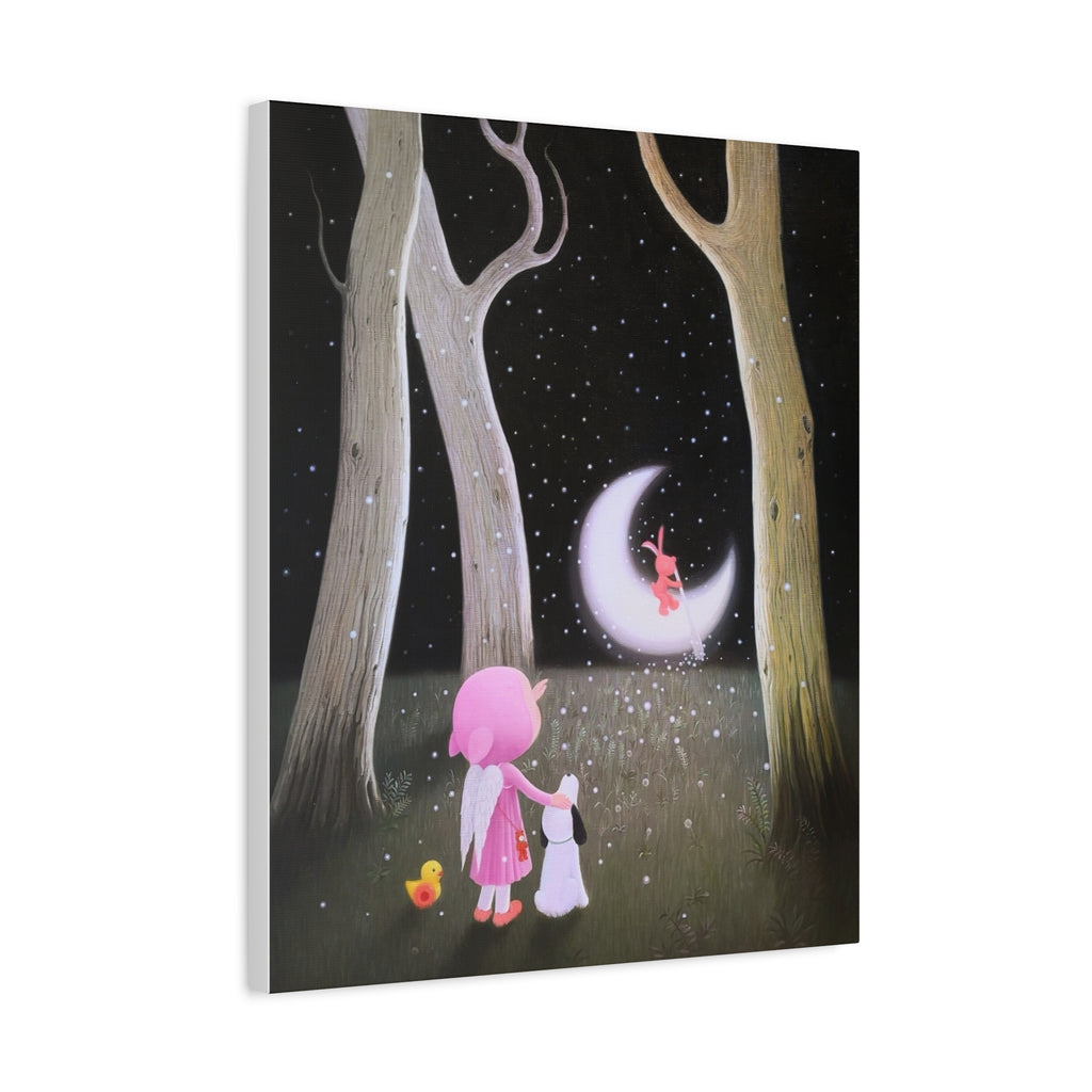 Little Girl with the Moon - Chinese Contemporary artist - Canvas Print - Artwork for kids