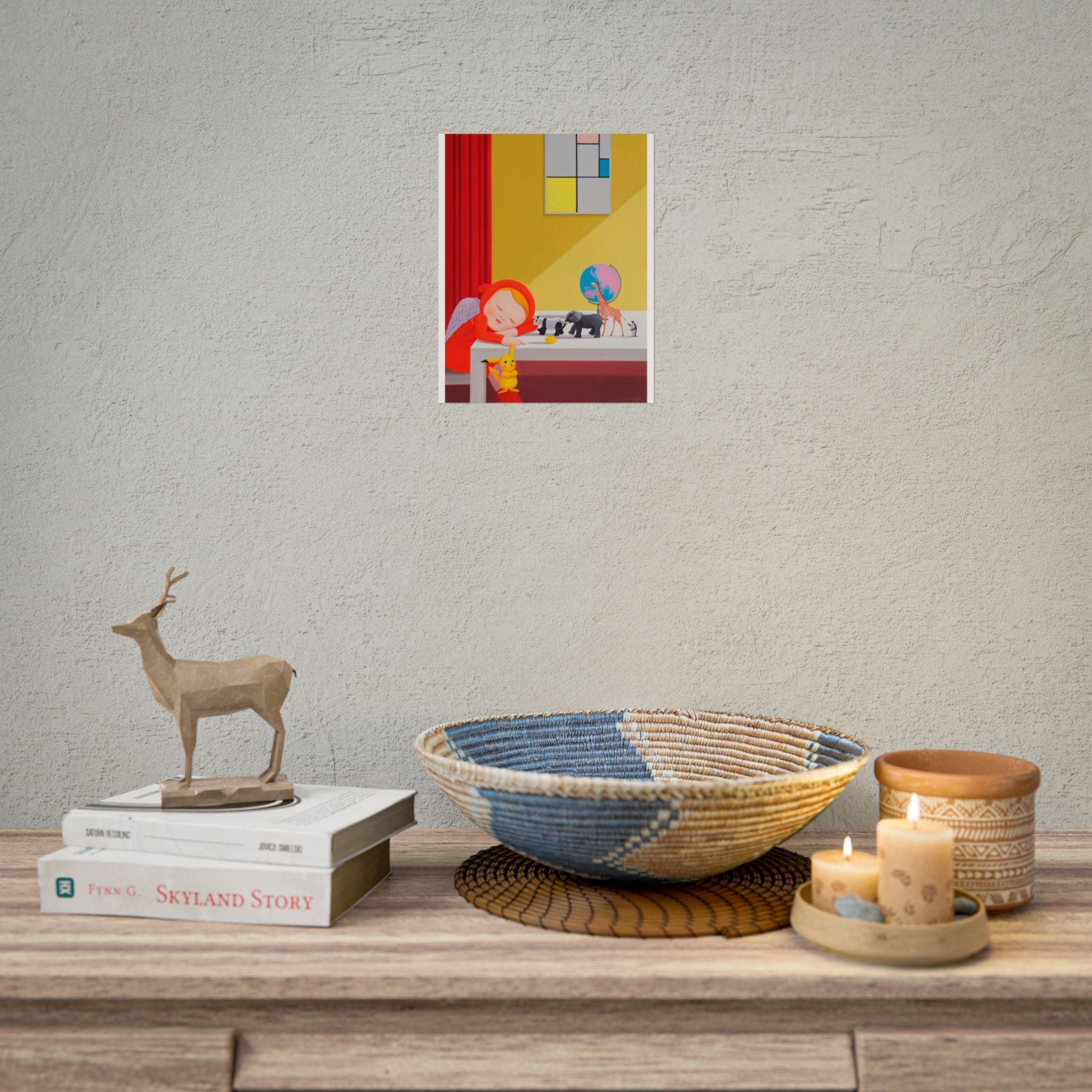 Little Girl Art Poster, Cute Animal Decor, Christmas Wall Art, Kids Room Decoration, Gift for Animal Lovers