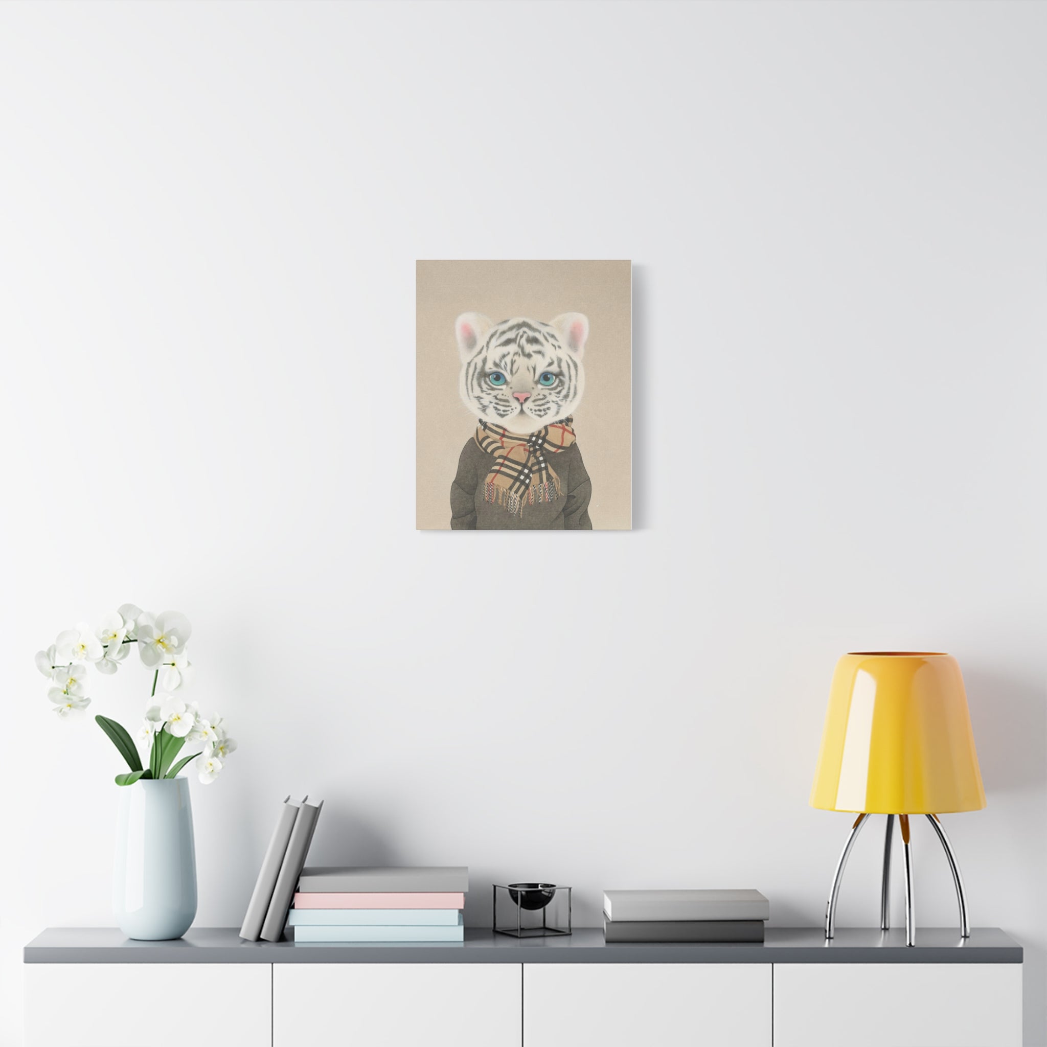 Tiger with scarf -  Chinese  Contemporary watercolor painting - Canvas Print