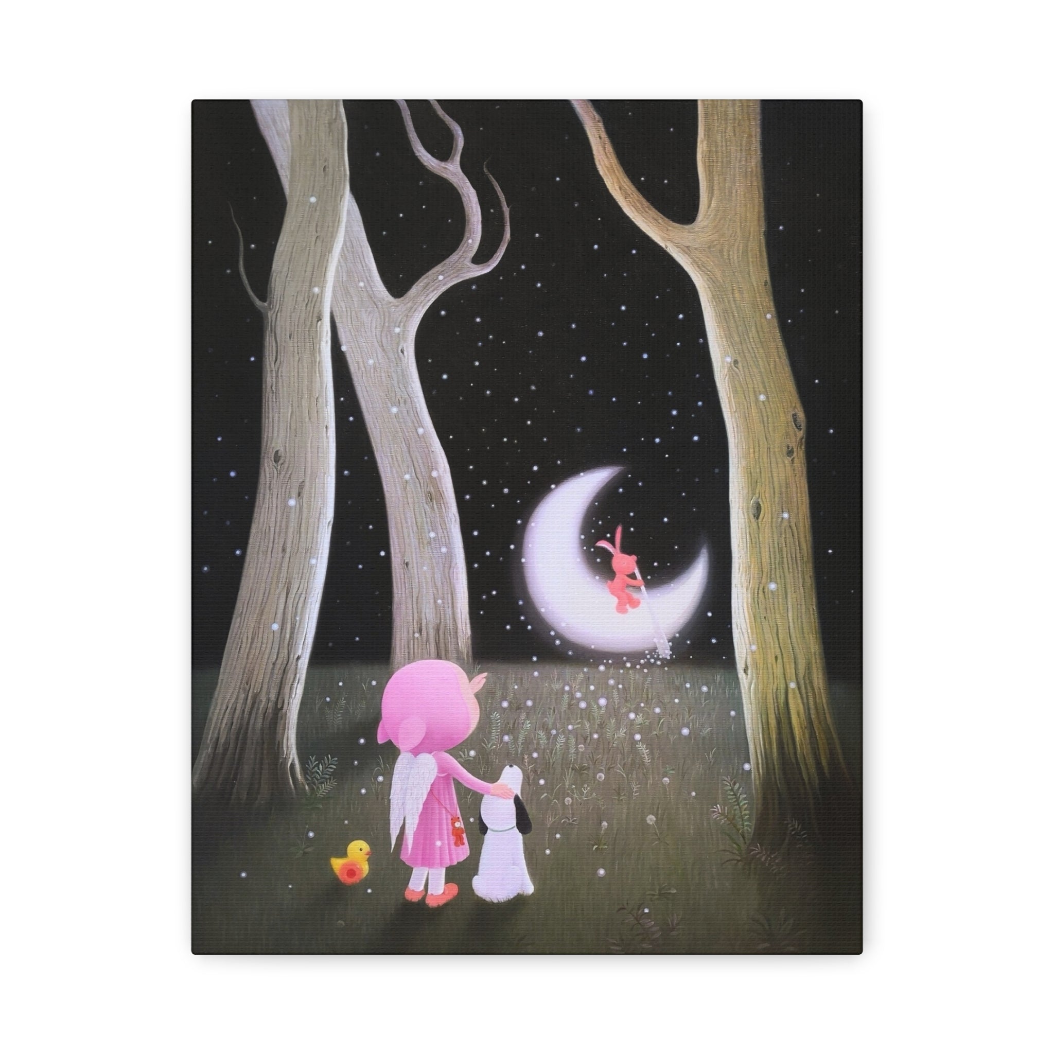 Little Girl with the Moon - Chinese Contemporary artist - Canvas Print - Artwork for kids