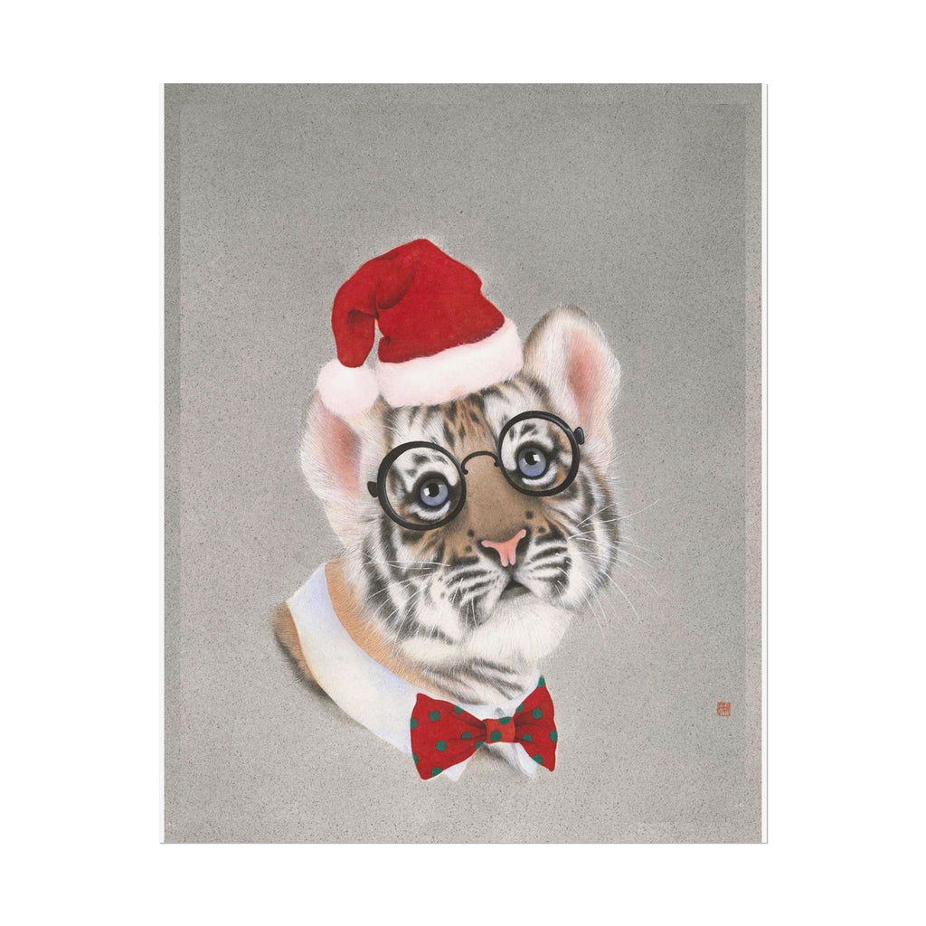 Christmas tiger Art Poster, Cute Animal Decor, Christmas Wall Art, Kids Room Decoration, Gift for Animal Lovers