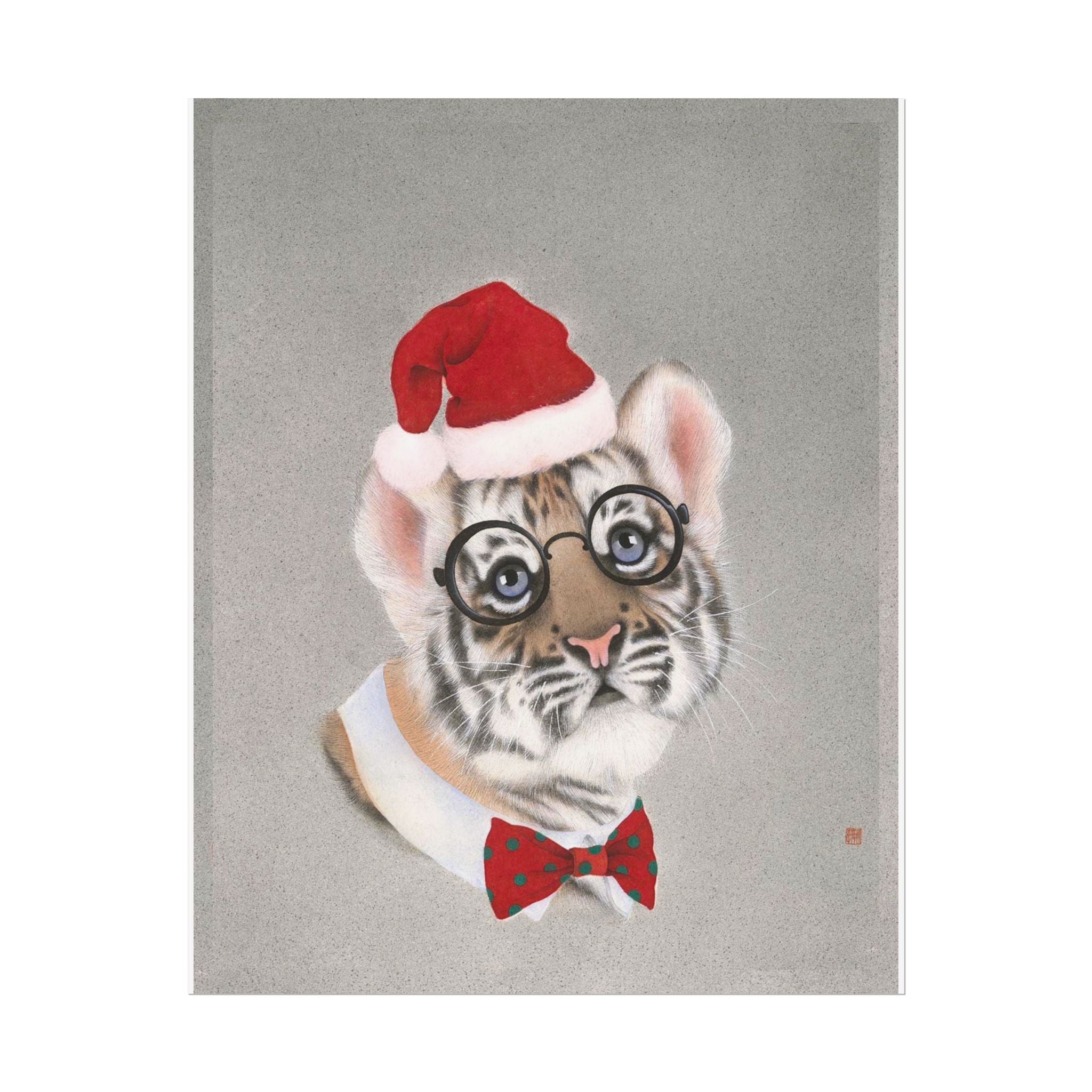 Christmas tiger Art Poster, Cute Animal Decor, Christmas Wall Art, Kids Room Decoration, Gift for Animal Lovers