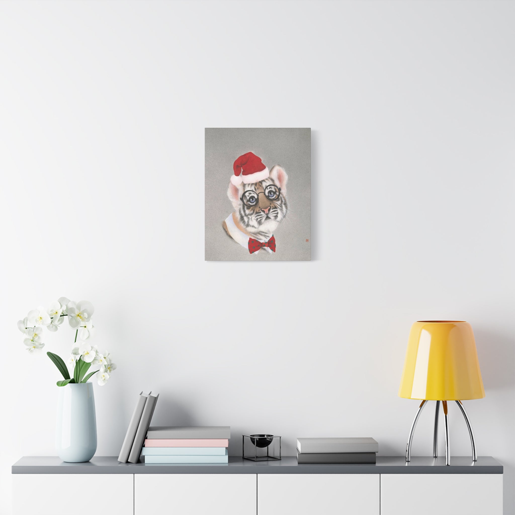 Christmas tiger -  Chinese  Contemporary watercolor painting - Canvas Print